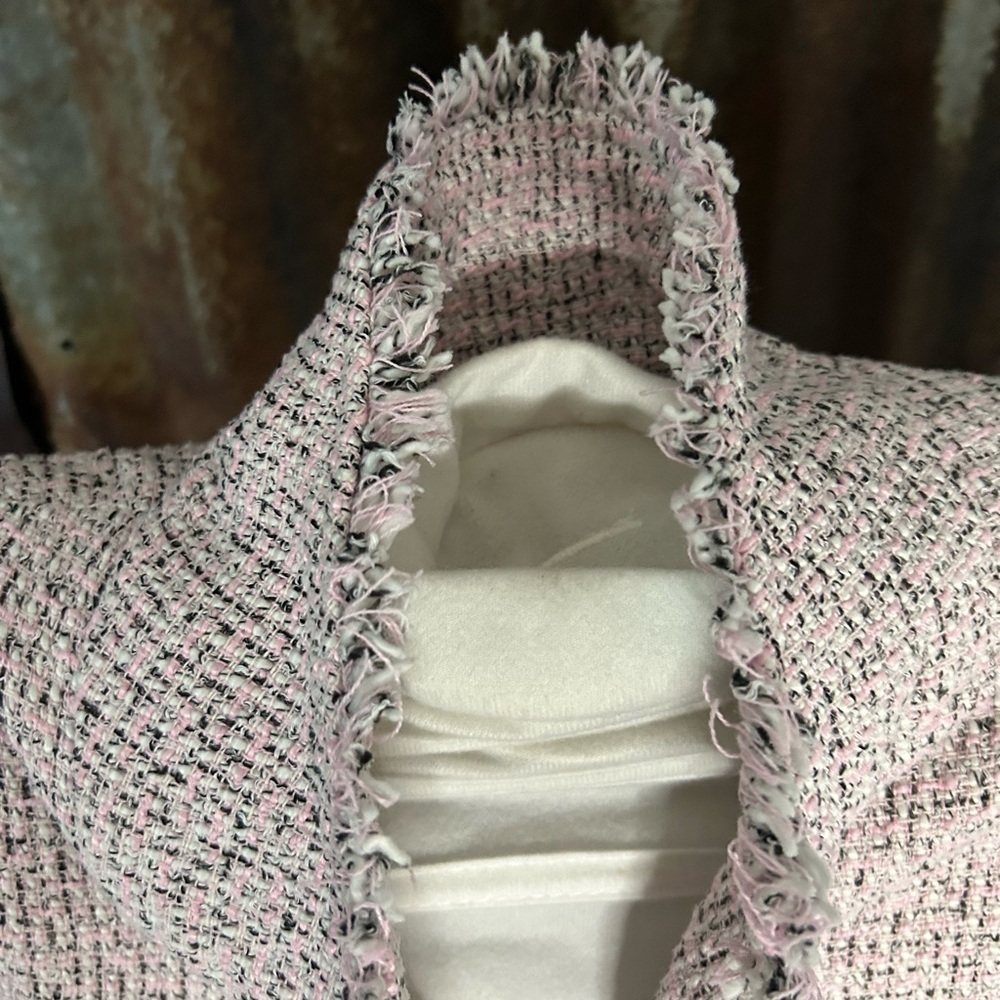 Sugar + Lipz Tweed Fringe Jacket- Pink- Open Front - Picture 6 of 10